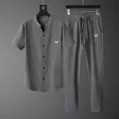 2021 armani chandal manche courte homme shirt and pantalones sets ea2023 gris